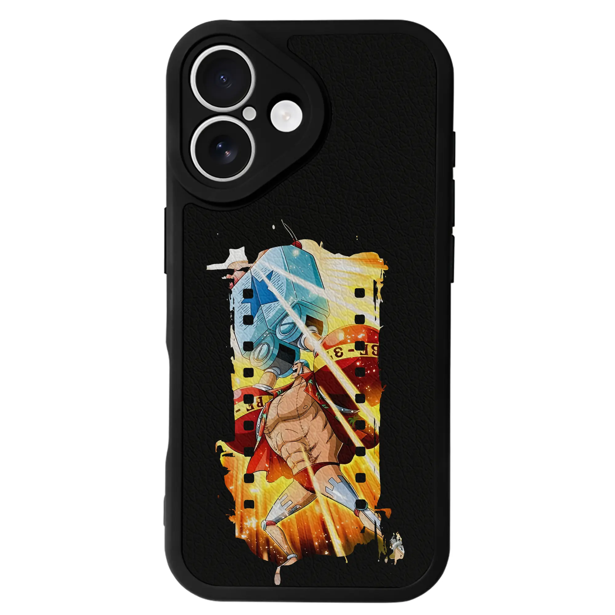 ワンピース グッズ フランキー - IPhone 16シリーズ対応 ・ シリコンスマホケース ・ レザー調 ・ 高精度フィット ・ 耐衝撃 ・ ワイヤレス充電対応 ・ 精密カット